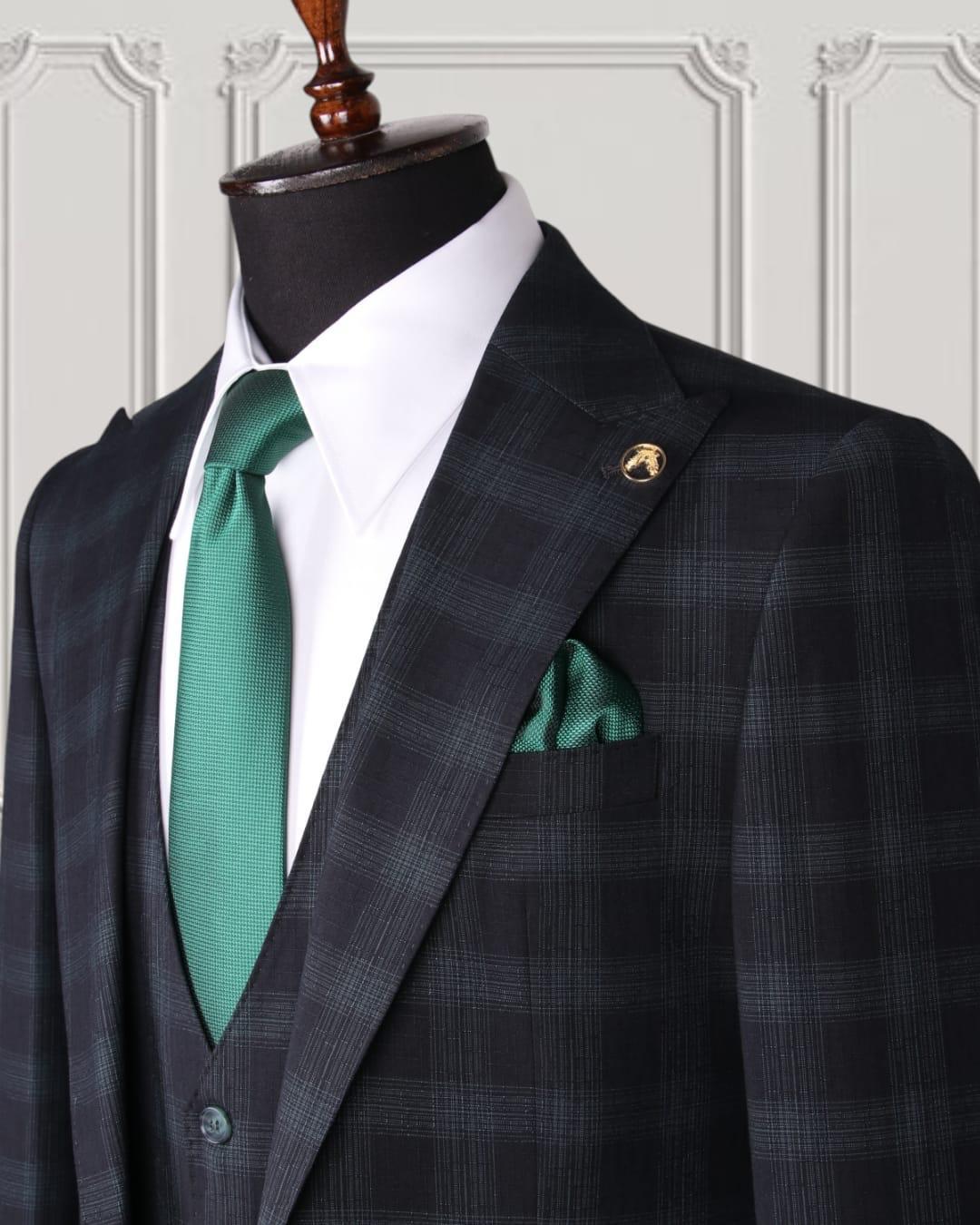 3 piece checkered suit
