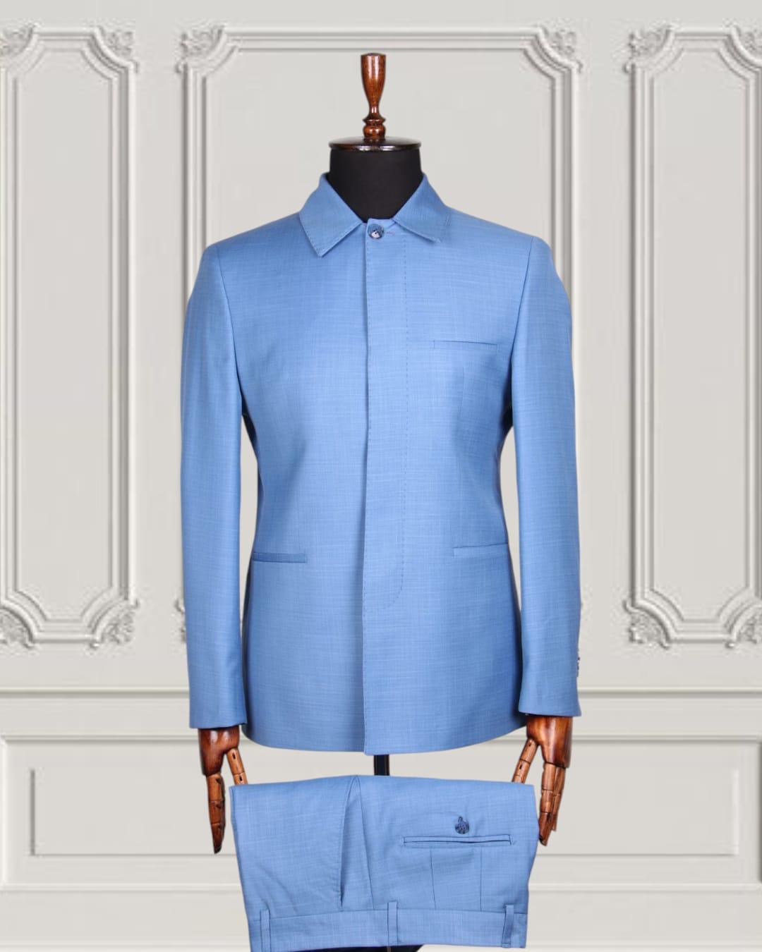 Sky Blue Lycra Blazer Set