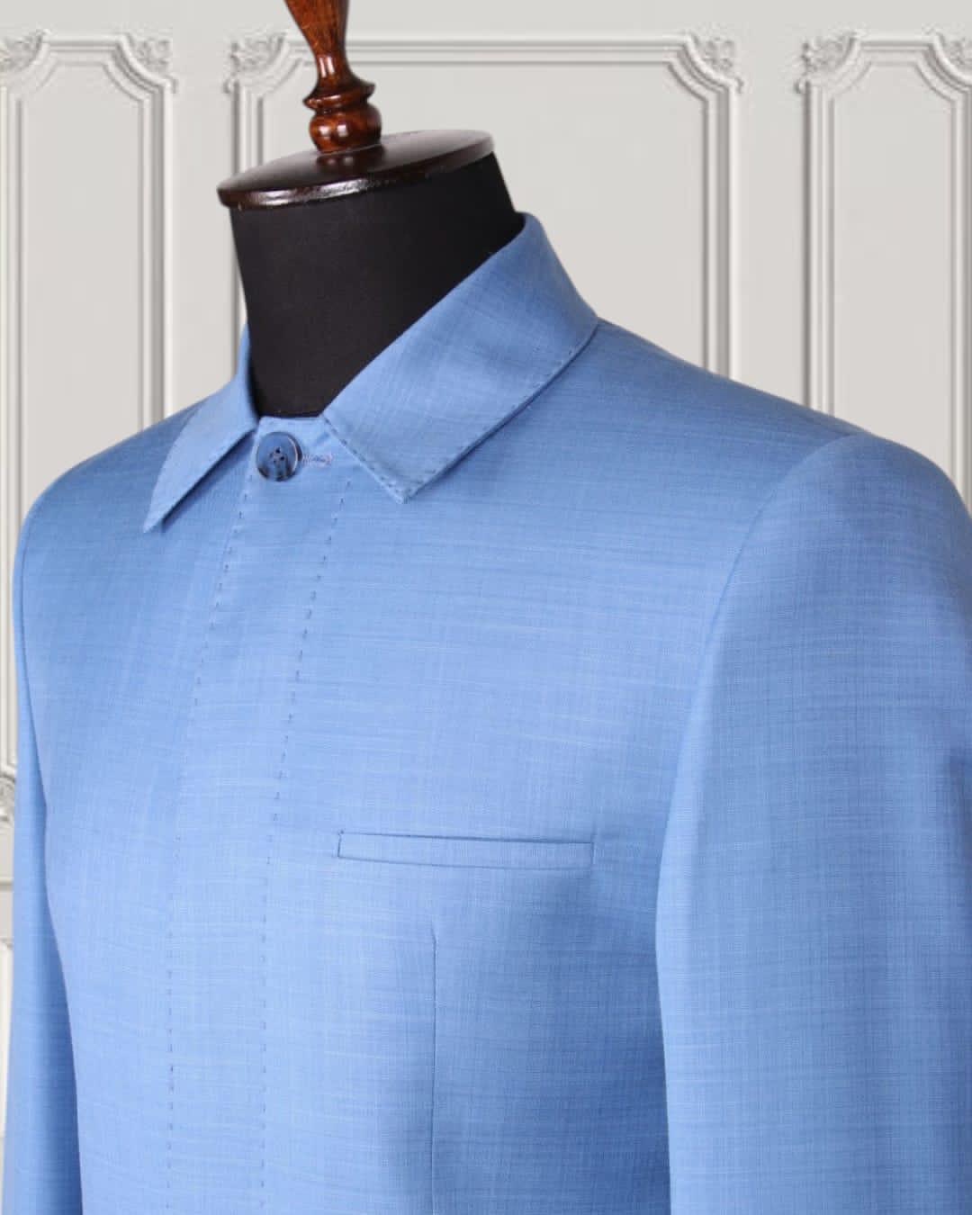 Sky Blue Lycra Blazer Set