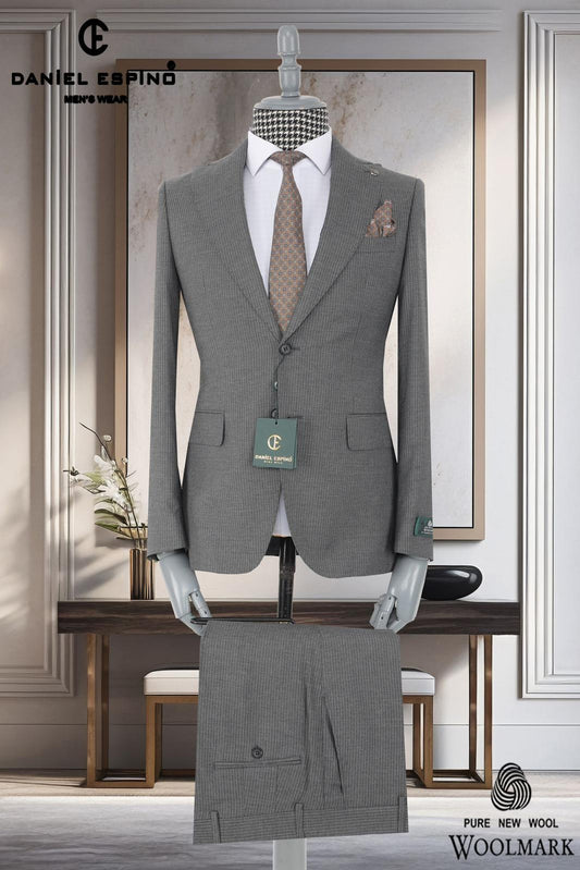 Gray 3-Piece Slim Fit Suit for Men - Wedding Suits - Engagement Suits - Prom, Groom wear and Groomsmen Suits - Gray suit - ElegantGroom