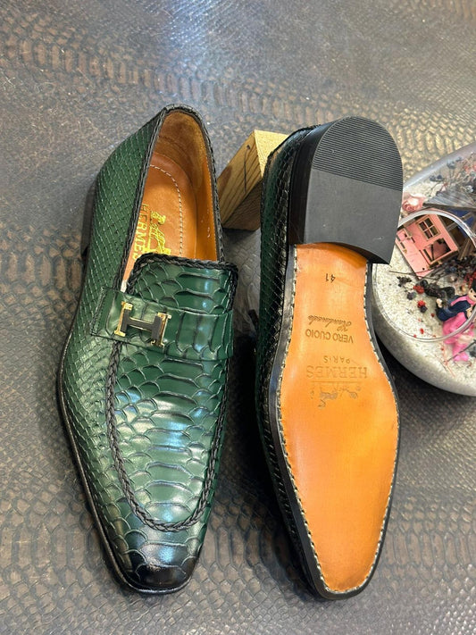 Latest Green Style Alligator Mens Shoe Crocodile Genuine Leather  Mens Shoes Luxury Custom Shoes for Men