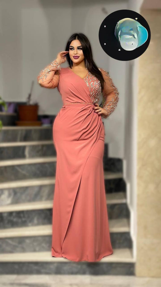 MONDRESSY A-Line/Princess Scoop Floor-Length Plus Size Mother of the Bride Dresses with Pleated & Sequins