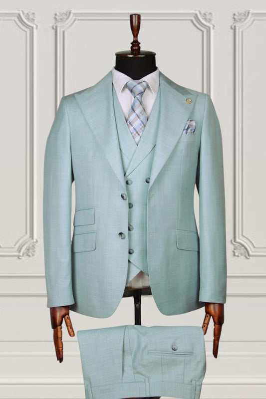 Beige 3 Piece Suit | Beige Suit with Wide Lapel Vest