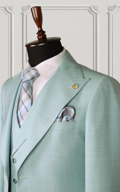 Beige 3 Piece Suit | Beige Suit with Wide Lapel Vest