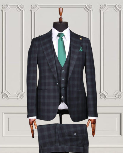 3 piece checkered suit