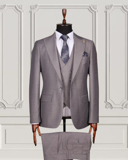 Gray Color 3-Piece Slim Fit Suit