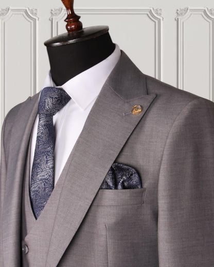 Gray Color 3-Piece Slim Fit Suit