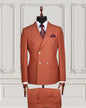 Formal Orange Peaked Lapel Double Breasted Men Suits For Business