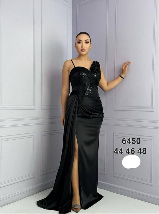 Sexy One Shoulder Mermaid High Slit Long Evening Gowns for Women